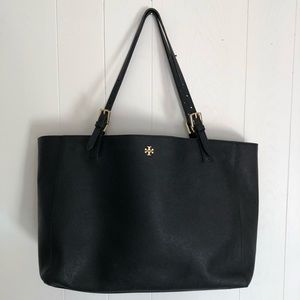Large black Saffiano Tory Burch York Tote